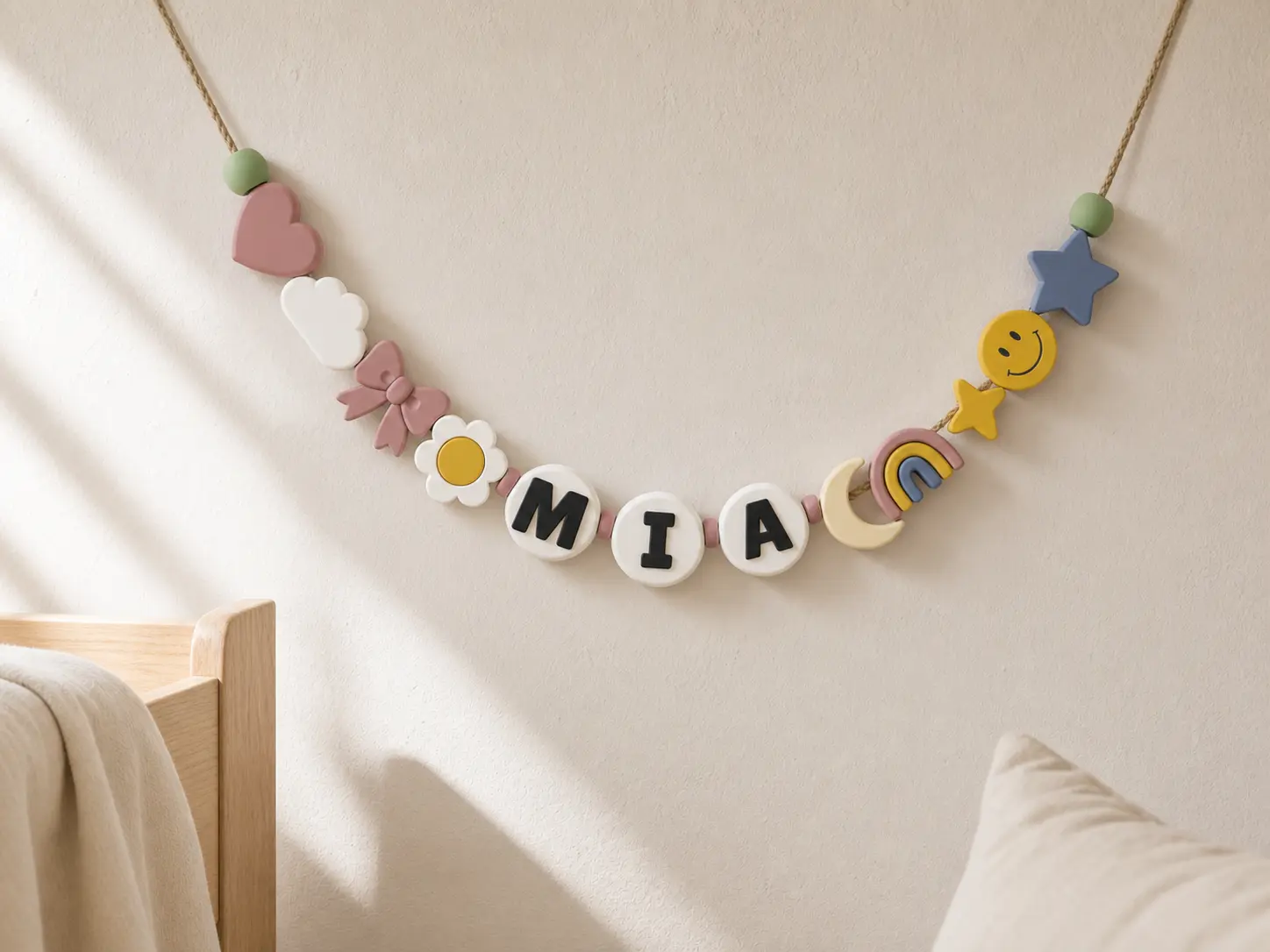 Full MIA garland with letters and decorative motifs