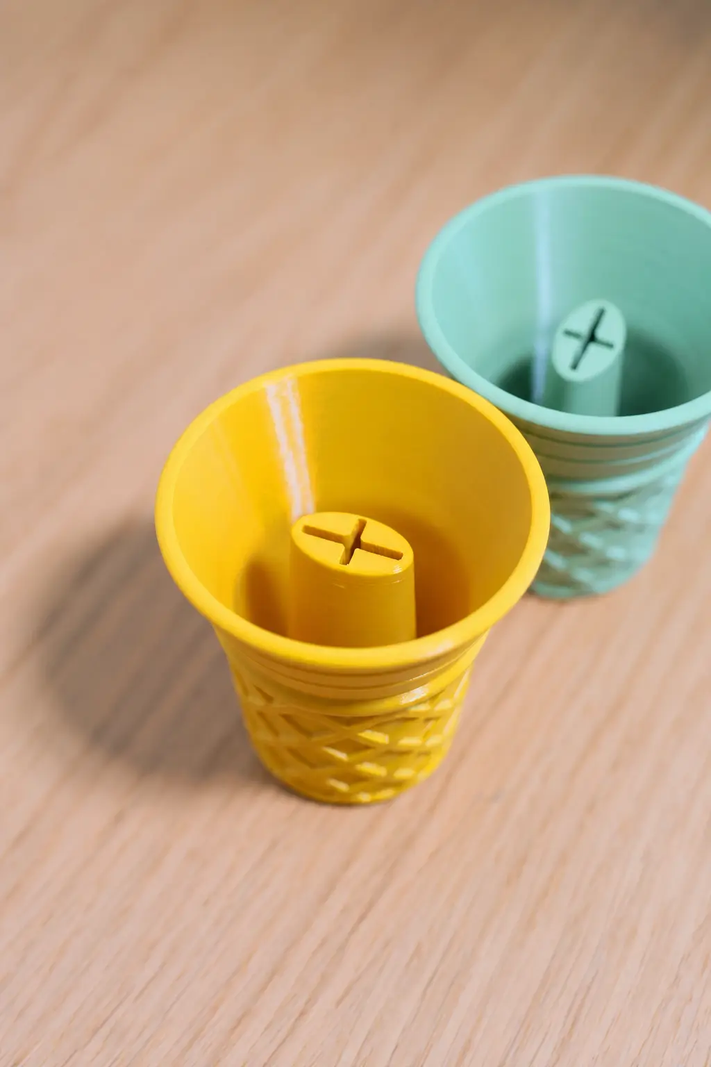 Melting popsicle collected by the surrounding cup